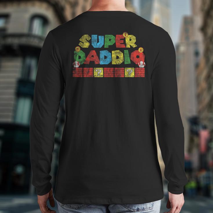 Super Daddio Retro Gamer Dad Style Long Sleeve T-Shirt Back Print