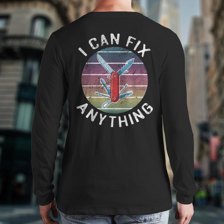 Swiss Army Knife DIY Dad Fathers Day Fix Anything Handyman Long Sleeve T-Shirt Back Print