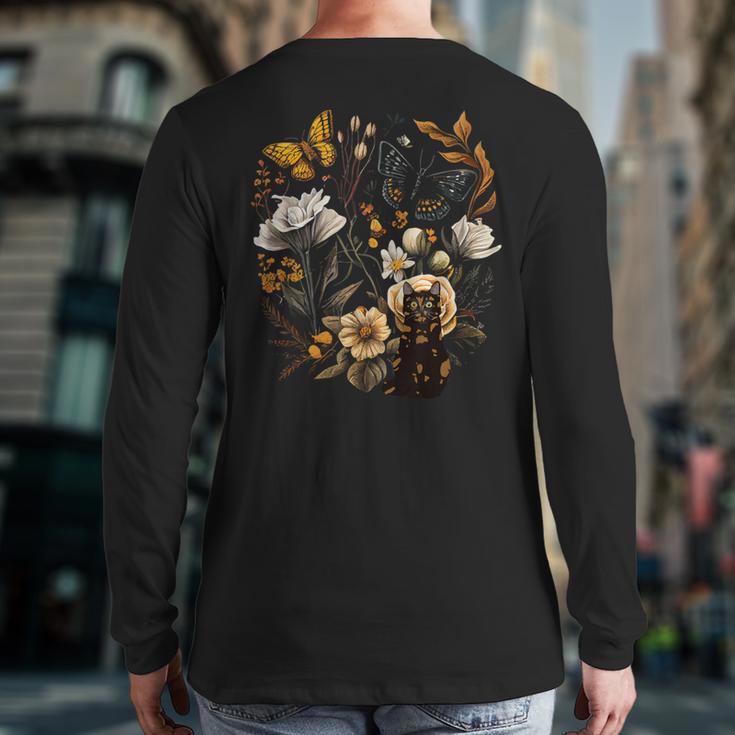 Tortie Cat Owner Flowers Tortie Cat Mom Tortie Cat Dad Long Sleeve T-Shirt Back Print