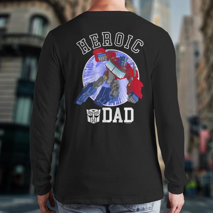 Transformers Father's Day Optimus Prime Heroic Dad Vintage Long Sleeve T-Shirt Back Print