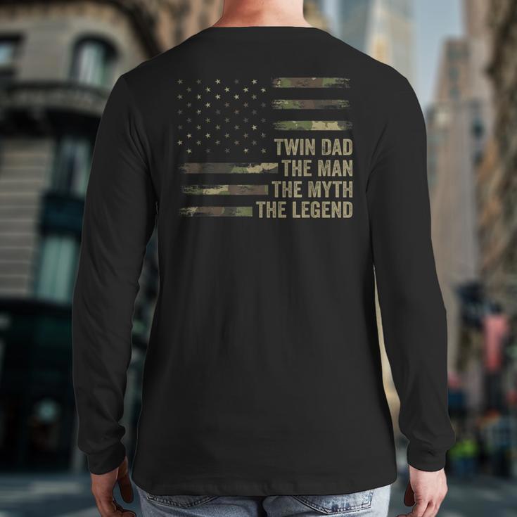 Twin Dad Camo USA Flag Twin Dad The Man The Myth The Legend Long Sleeve T-Shirt Back Print
