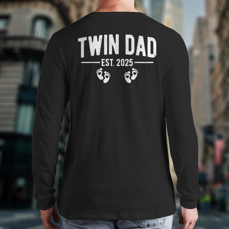 Twin Dad Est 2025 Father Of Twins New Daddy Father's Day Long Sleeve T-Shirt Back Print