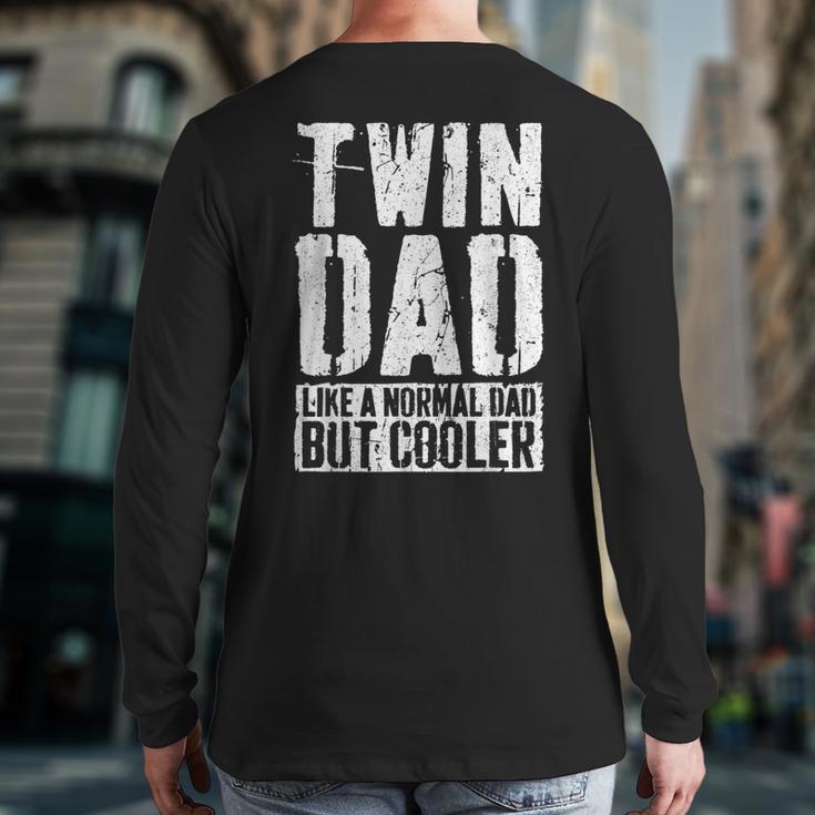 Twin Dad Shirt Men Dad Of Twins Fathers Day Long Sleeve T-Shirt Back Print