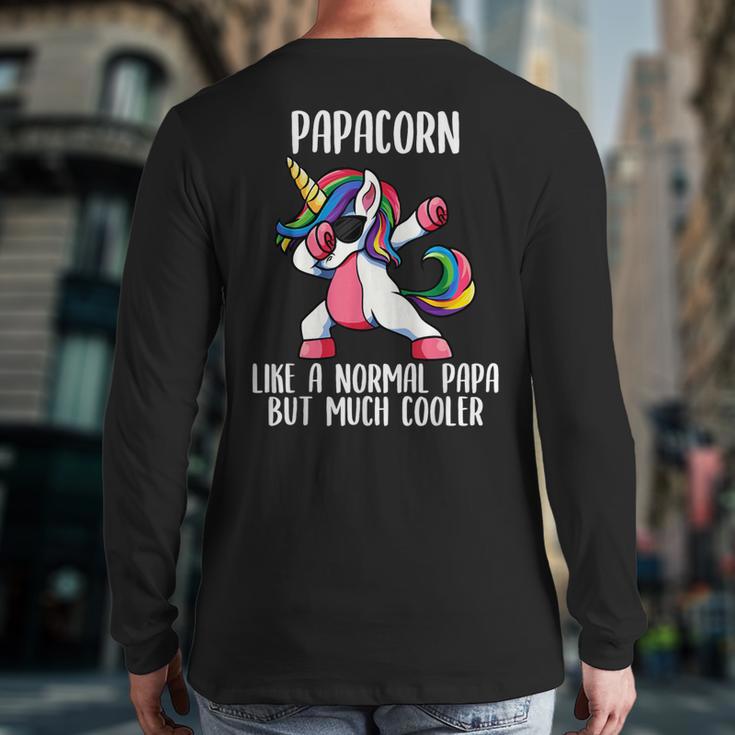 Unicorn Dad Girl Birthday Party Clothing Papacorn Long Sleeve T-Shirt Back Print