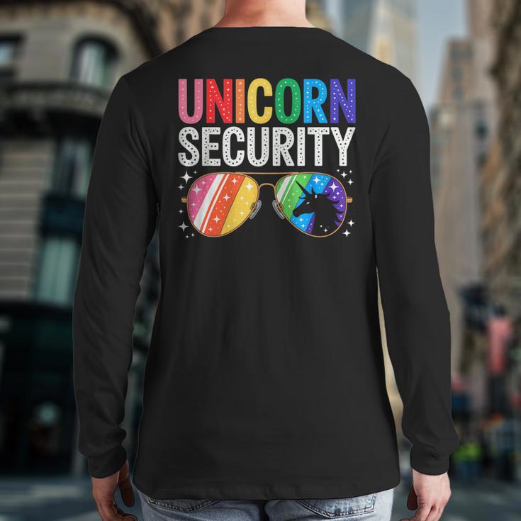 Unicorn Security Birthday Family Halloween Costume Mom Dad Long Sleeve T-Shirt Back Print