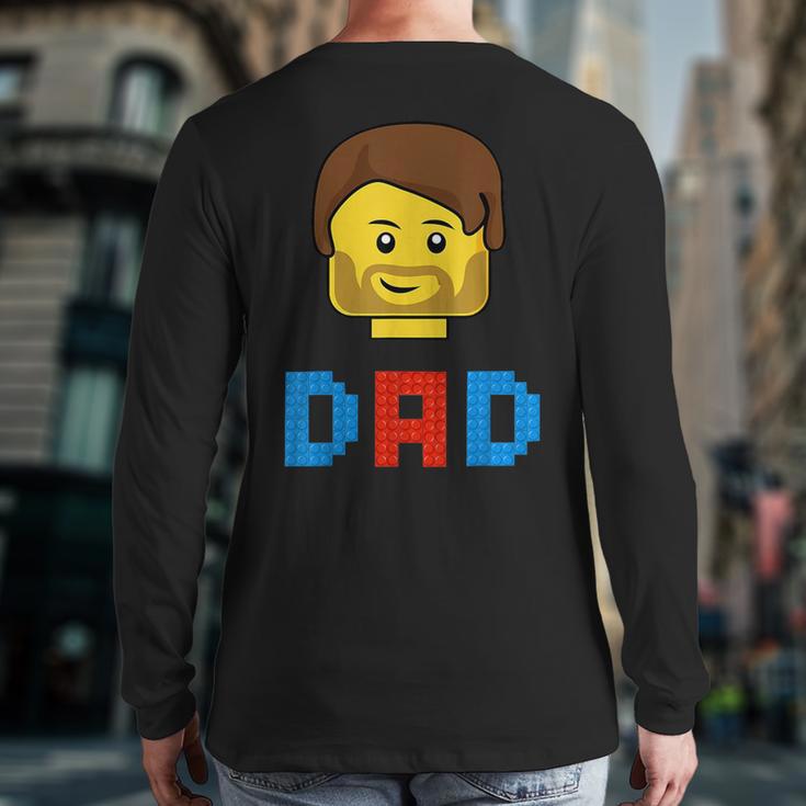 Unique Family Dad Master Builder Building Bricks Blocks Long Sleeve T-Shirt Back Print