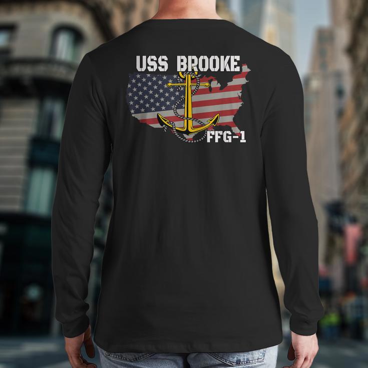 USS Brooke FFG-1 Frigate Veterans Day Son Father Grandpa Dad Long Sleeve T-Shirt Back Print