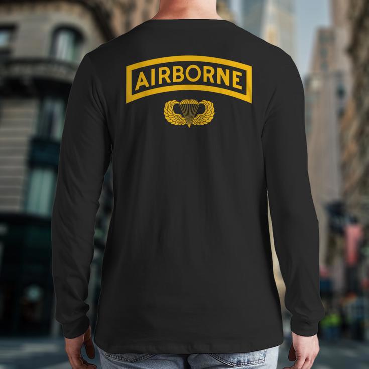Vintage Airborne Veteran Paratrooper For Men Dad T-Shirt Long Sleeve T-Shirt Back Print