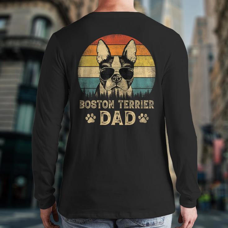 Vintage Boston Terrier Dad Dog Lovers Father's Day Tee Long Sleeve T-Shirt Back Print