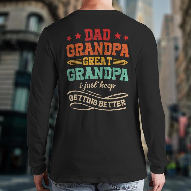 Vintage Great Grandpa For Fathers Day Dad Papa Grandpa Long Sleeve T-Shirt Back Print