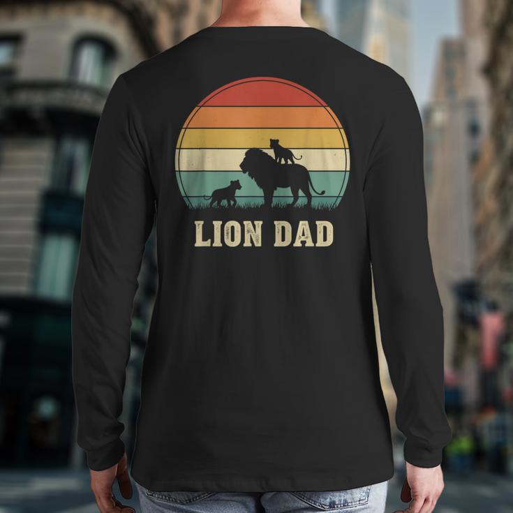 Vintage Lion Dad Father Grandpa Father's Day Long Sleeve T-Shirt Back Print