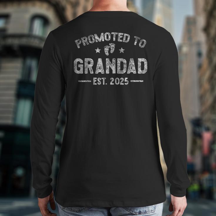 Vintage Promoted To Grandad Est 2025 Saying Retro Long Sleeve T-Shirt Back Print