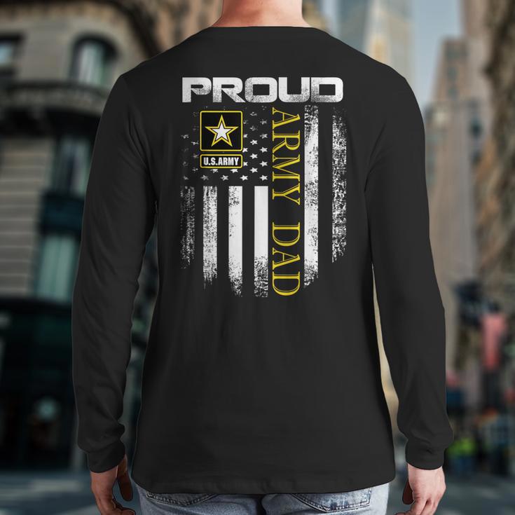 Vintage Proud Army Dad With American Flag Long Sleeve T-Shirt Back Print