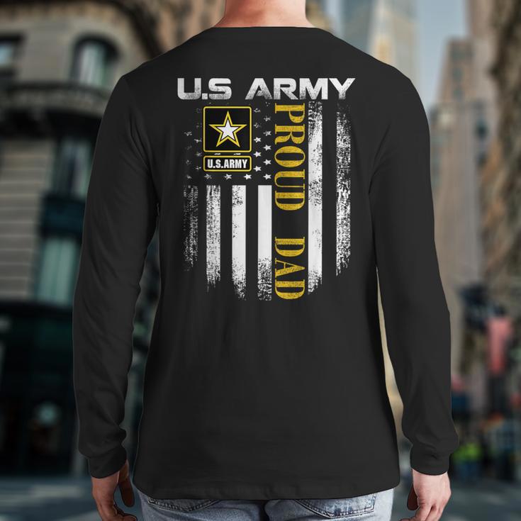 Vintage US Army Proud Dad With American Flag Long Sleeve T-Shirt Back Print