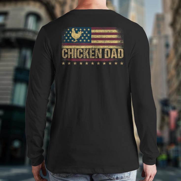 Vintage USA Flag Chicken Dad Stars Long Sleeve T-Shirt Back Print