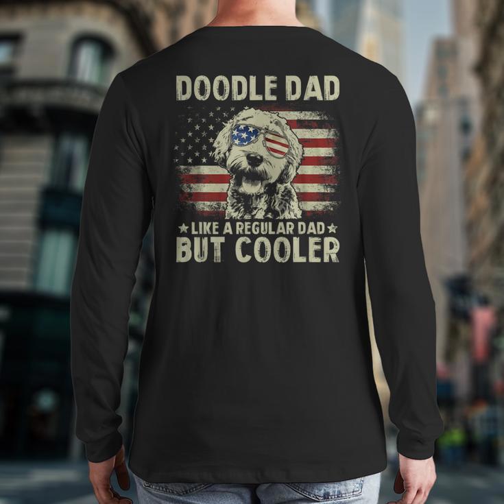 Vintage USA Flag Goldendoodle Doodle Dad Fathers Day Men Long Sleeve T-Shirt Back Print