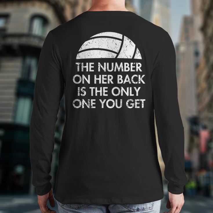 Volleyball Dad MoM Daughter Back Number Long Sleeve T-Shirt Back Print