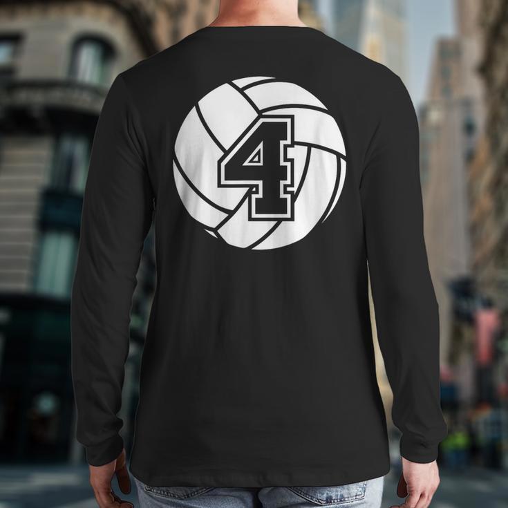 Volleyball Player 4 Volleyball Mom Dad Jersey Number 4 Long Sleeve T-Shirt Back Print