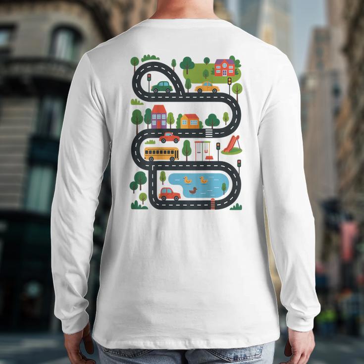 On Back Tired Dads Club Car Race Track On Dad Daddy Long Sleeve T-Shirt Back Print