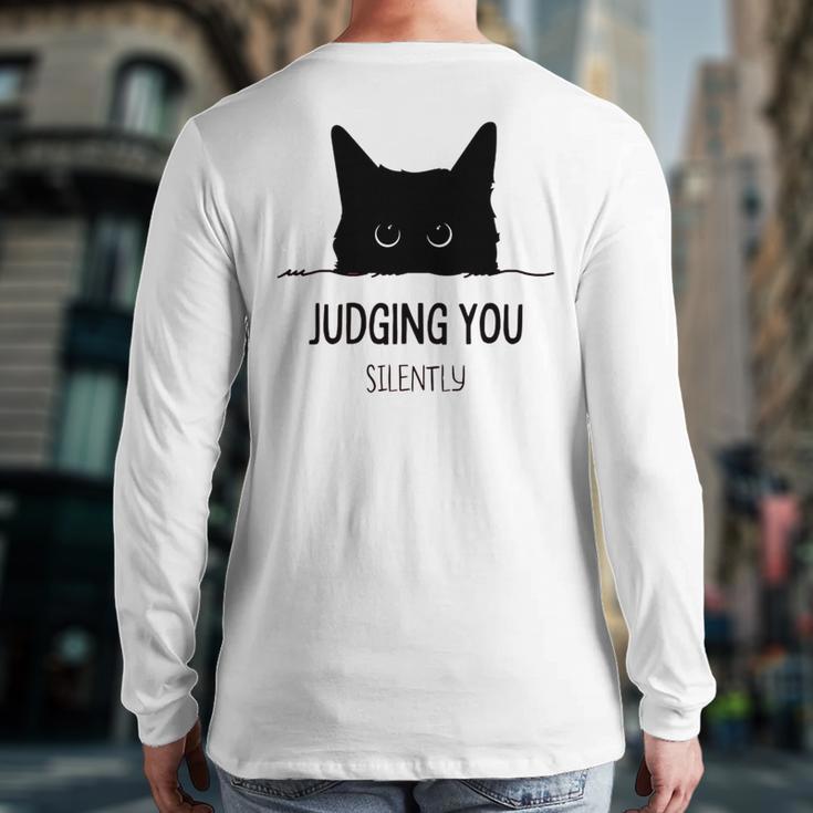 Cat Judging You Silently Cat Mom Dad Premium Tri-Blend Long Sleeve T-Shirt Back Print