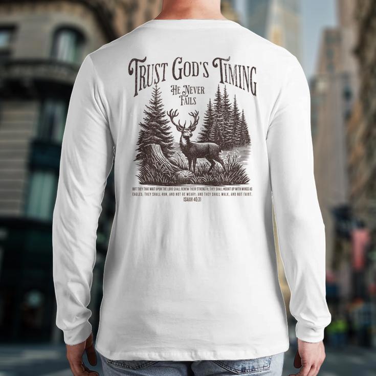 Christian Jesus Bible Verse Deer Elk Buck Hunting Dad Hunter Long Sleeve T-Shirt Back Print