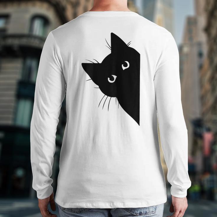 Curious Cat Peeking Sneaky Cat Cat Mom Cat Dad Long Sleeve T-Shirt Back Print Curious Cat Peeking Sneaky Cat Cat Mom Cat Dad Long Sleeve T-Shirt Back Print