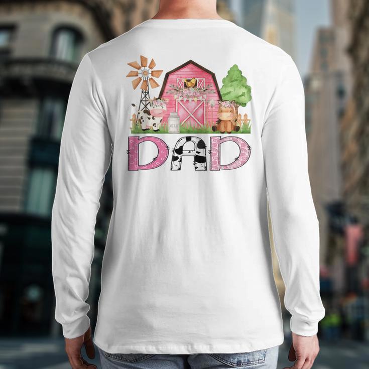 Dad Pink Farm Animal Birthday Kids Matching Family Long Sleeve T-Shirt Back Print