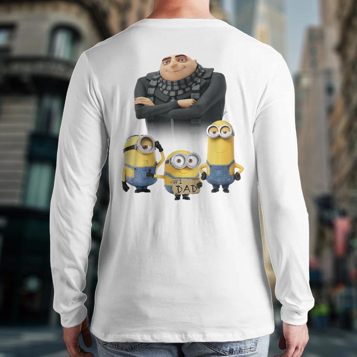 Despicable Me Minions Father's Day 1 Dad Cardboard Sign Long Sleeve T-Shirt Back Print
