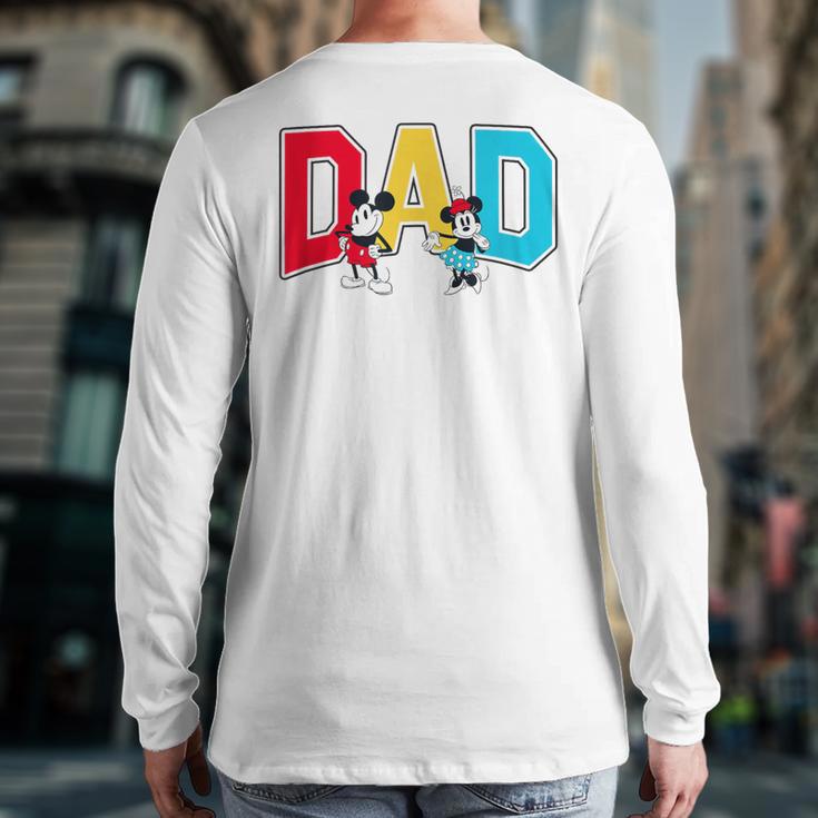 Disney Mickey And Friends Mickey Minnie Dad Collegiate Logo Long Sleeve T-Shirt Back Print