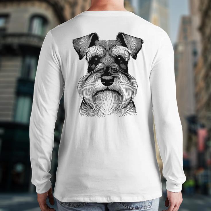 Dog Fingerprint Miniature Schnauzer Dad Mom Long Sleeve T-Shirt Back Print