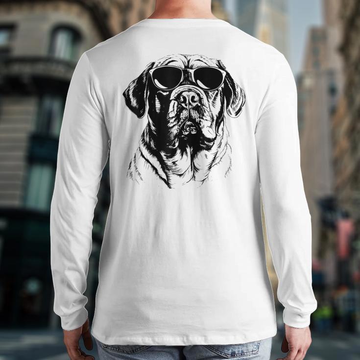 English Mastiff Sketch Drawing Art Dog Lover Mom Dad Women Long Sleeve T-Shirt Back Print