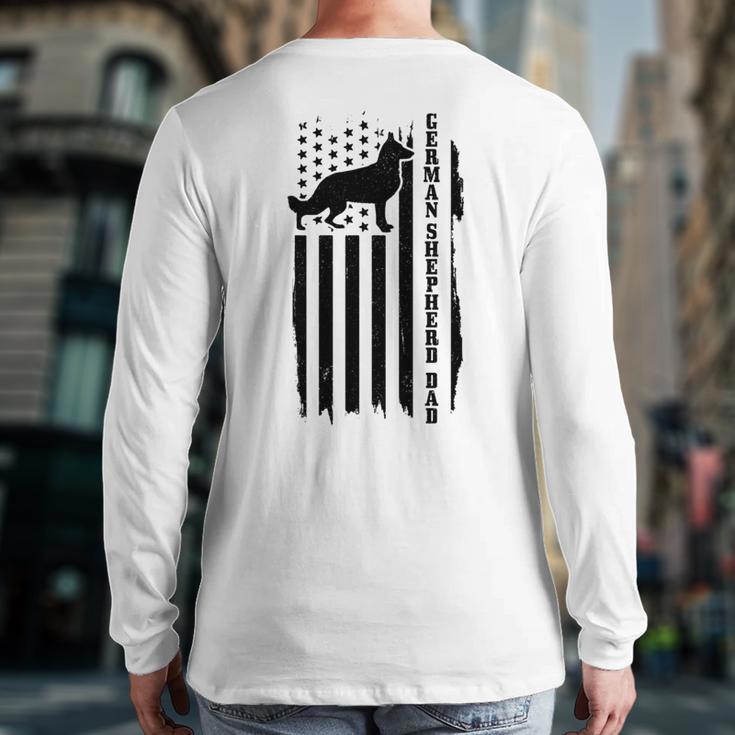 German Shepherd Dad Vintage Flag Patriotic Dog Long Sleeve T-Shirt Back Print