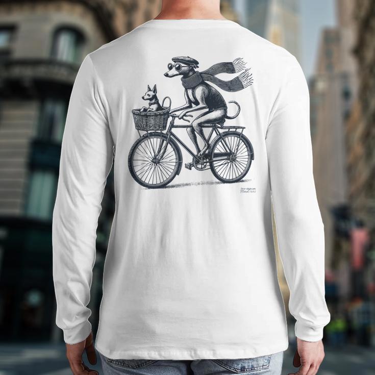 Italian Greyhound Whippet Bicycle Cycling Dog Mom Iggy Dad Long Sleeve T-Shirt Back Print