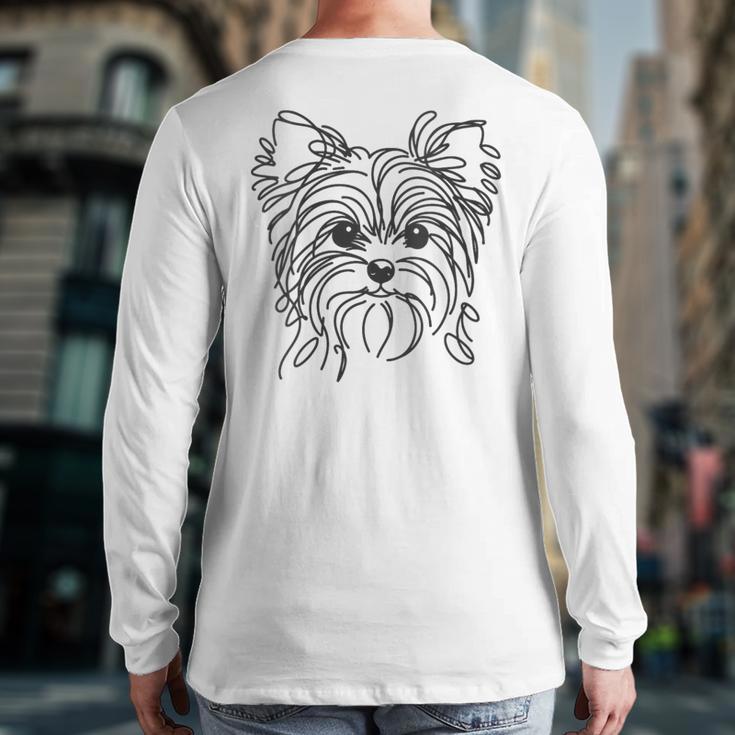 Line Art Dad Mom Dog Teecup Yorkie Long Sleeve T-Shirt Back Print Line Art Dad Mom Dog Teecup Yorkie Long Sleeve T-Shirt Back Print