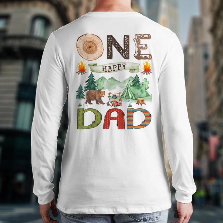 One Happy Dad Camper 1st Birthday Boy Camping Bear Long Sleeve T-Shirt Back Print