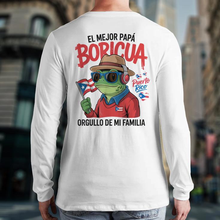 Puerto Rican Dad Idea For Men & Papá Boricua Coqui Frog Long Sleeve T-Shirt Back Print