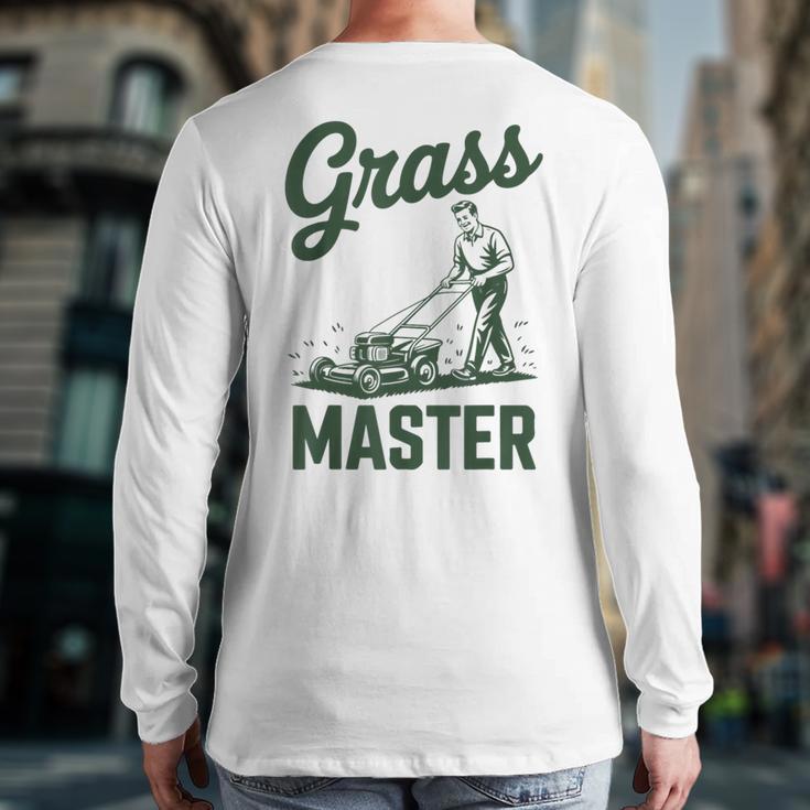 Push Lawn Mower Legend Grass Master Dad Mowing Long Sleeve T-Shirt Back Print