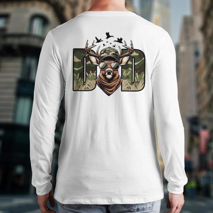 Retro Camo Dad Hunting Camouflage Deer Matching Long Sleeve T-Shirt Back Print