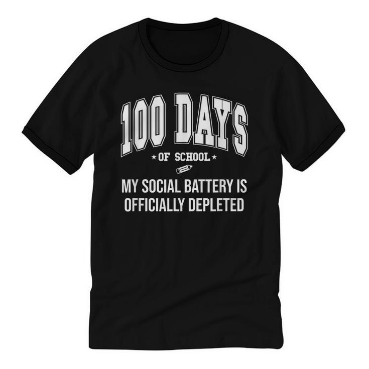 100 Days Of School Sarcastic Teacher Introvert Kid 100th Day Unisex Cotton Ringer T-Shirt