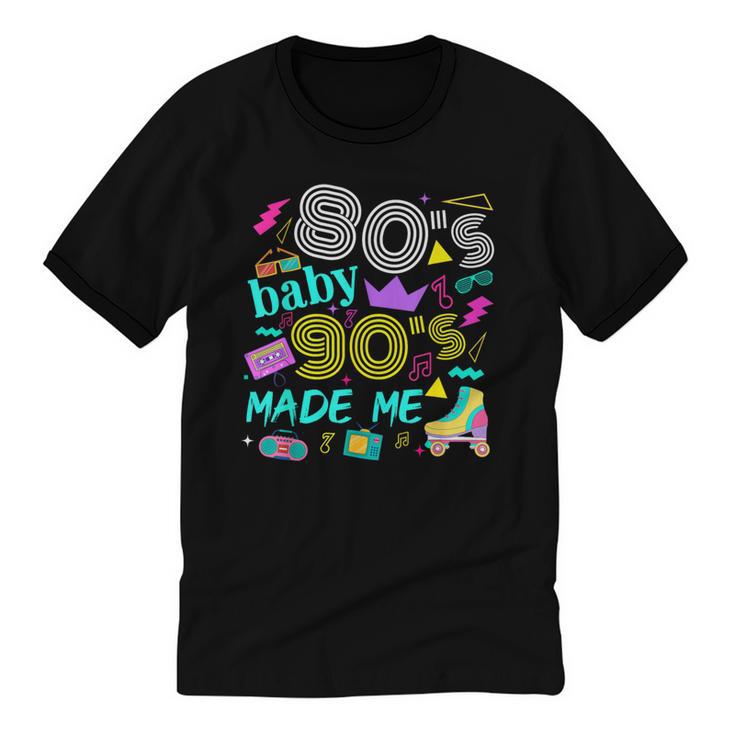 1980s 80's Baby 1990s 90's Made Me Birthday Nostalgia Vibes Unisex Cotton Ringer T-Shirt
