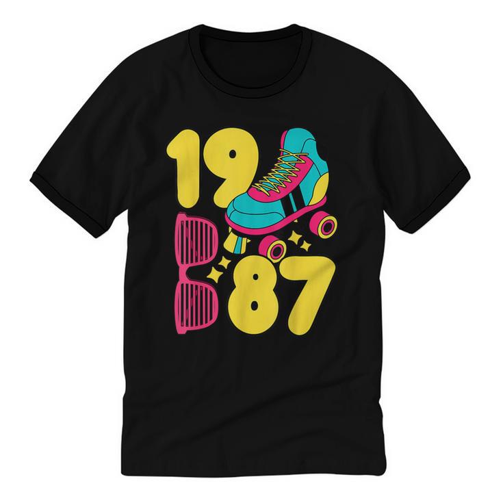 1987 Retro Raised In The 80s Old School Nostalgia Vibes Unisex Cotton Ringer T-Shirt