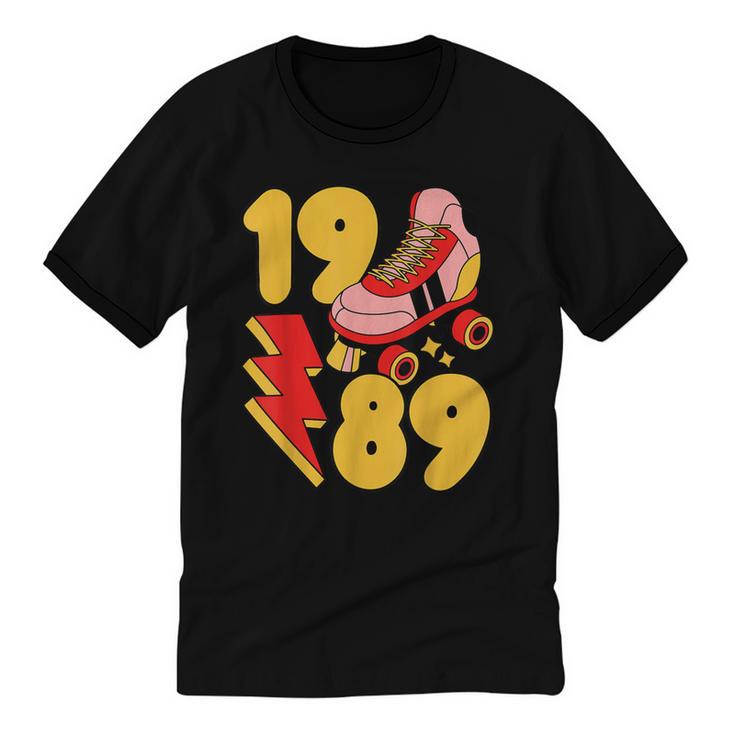 1989 Retro Roller Skate Vintage 80s Nostalgia Collector Unisex Cotton Ringer T-Shirt