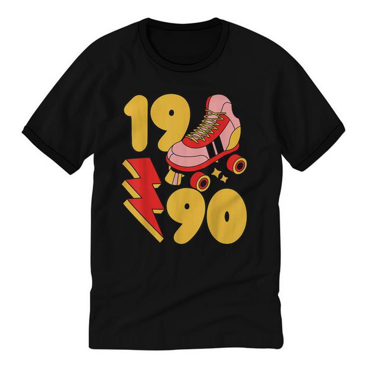 1990 Retro Roller Skate Vintage 90s Nostalgia Collector Unisex Cotton Ringer T-Shirt