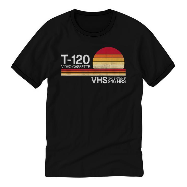 70's 80's 90's Music Nostalgia Video Cassette Tape VHS Retro Unisex Cotton Ringer T-Shirt