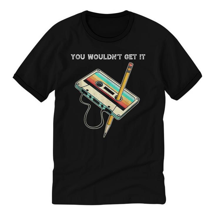 70s 80s 90s Retro Party Costume Nostalgia Cassette Unisex Cotton Ringer T-Shirt
