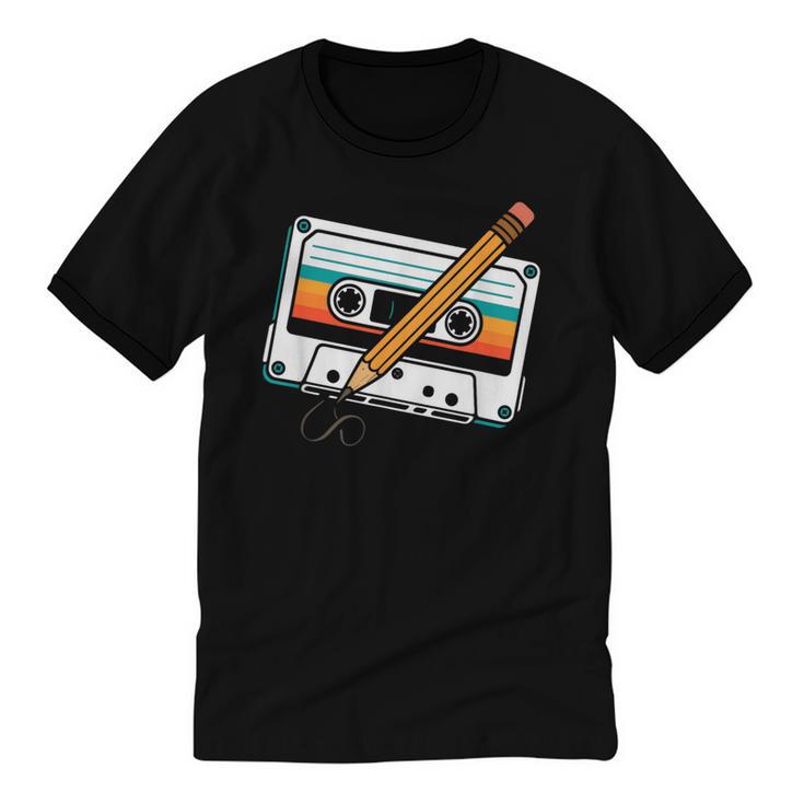 80 S 80s 90s Cassette Tape Nostalgia Retro Band Unisex Cotton Ringer T-Shirt