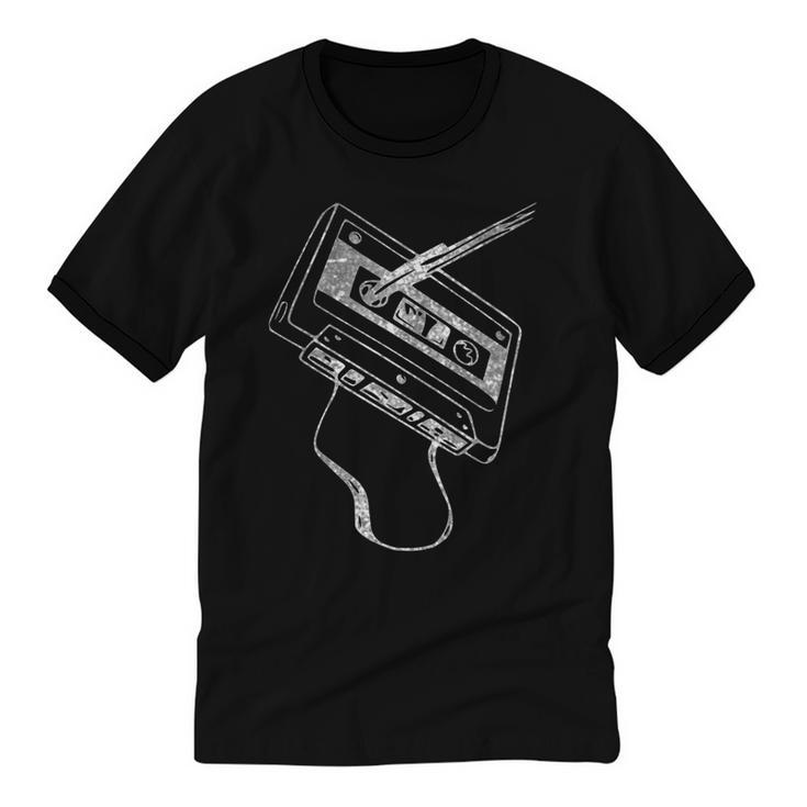 80s 90s Nostalgia Retro Cassette Tape Vintage Music Lovers Unisex Cotton Ringer T-Shirt