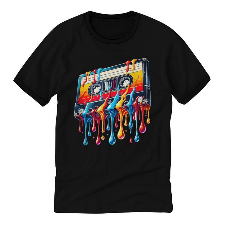 80s 90s Retro Party Costume Nostalgia Cassette Unisex Cotton Ringer T-Shirt