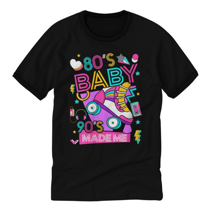 80's Baby 90's Made Me 1980s 1990s Nostalgia Retro Party Unisex Cotton Ringer T-Shirt