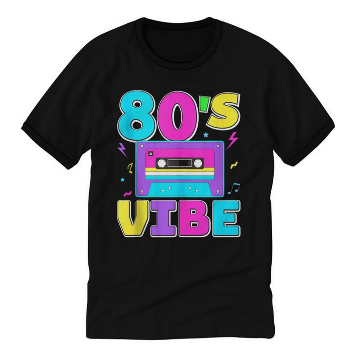 80's Vibe Retro Style Cassette Tape Nostalgia 1980s Party Unisex Cotton Ringer T-Shirt